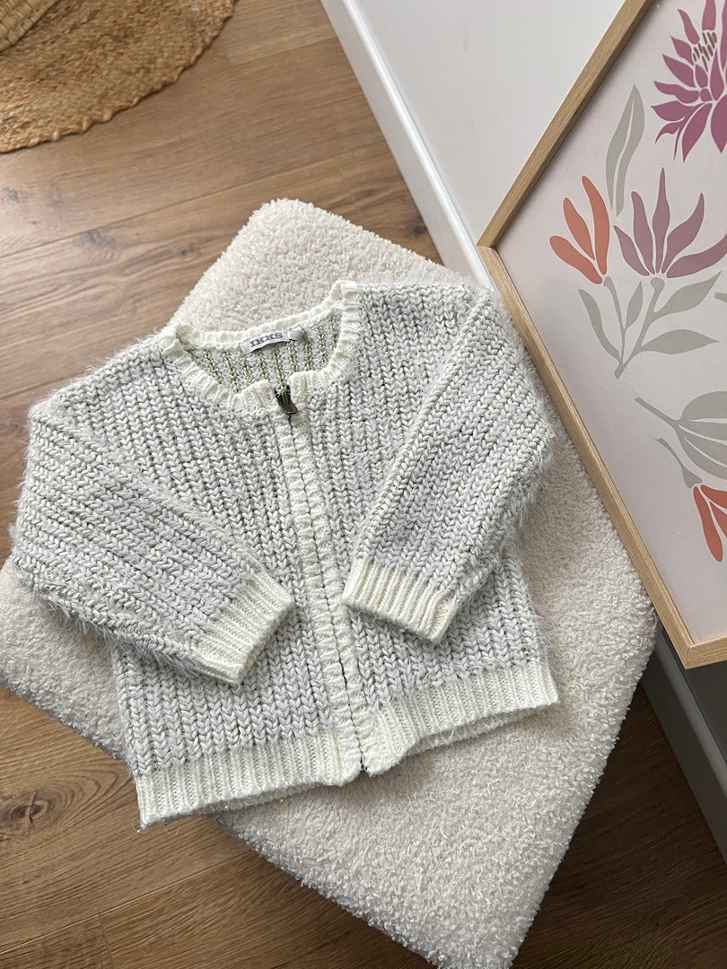Gilet zippé Ikks fille 18 mois crème hiver manches longues