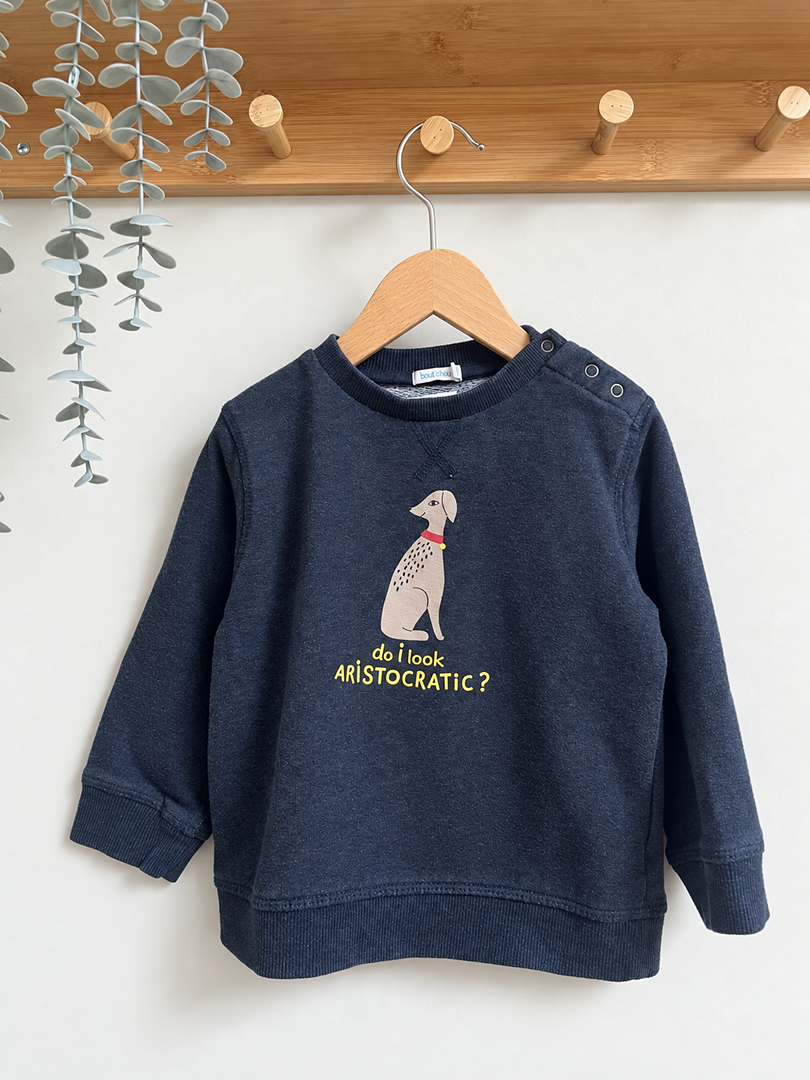 Sweat-shirt pull garçon bleu marine manches longues hiver Bout'chou 3 ans