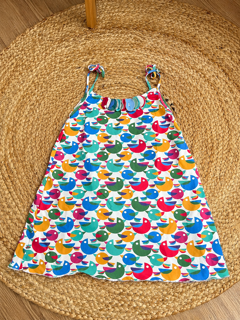 Robe de plage robe de bain Fille Red Point Motif Oiseaux Ete 2 ans