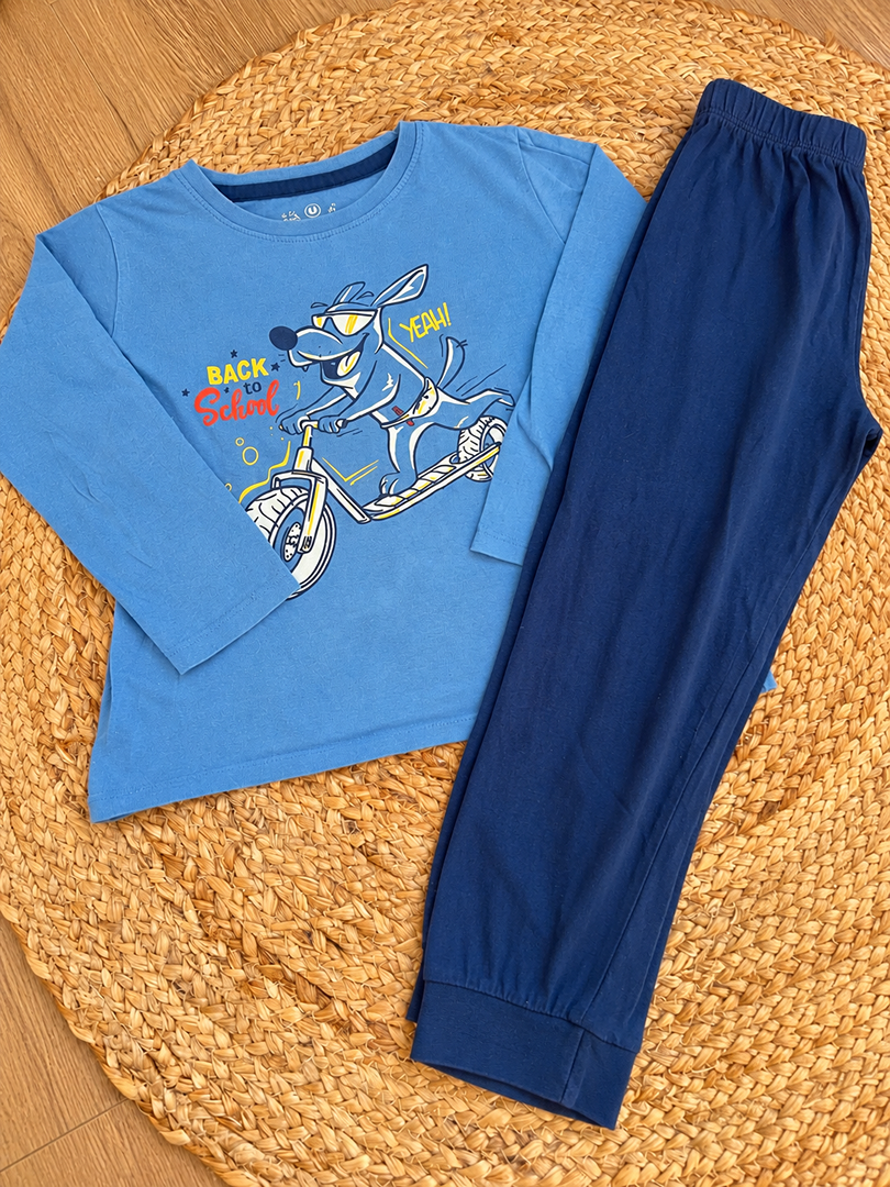 Pyjama 2 pièces jersey garcon essentiel bleu manches longues 5 ans mi-saison