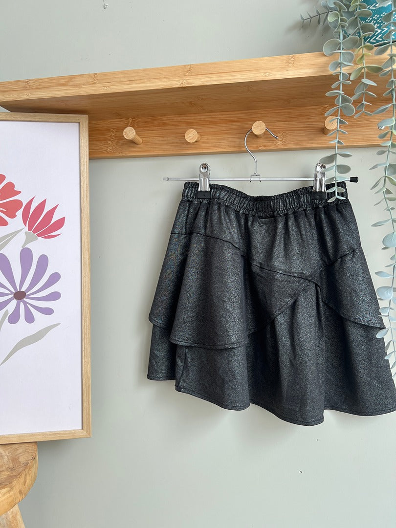Jupe à volants fille Ikks 8 ans gris anthracite métallisé