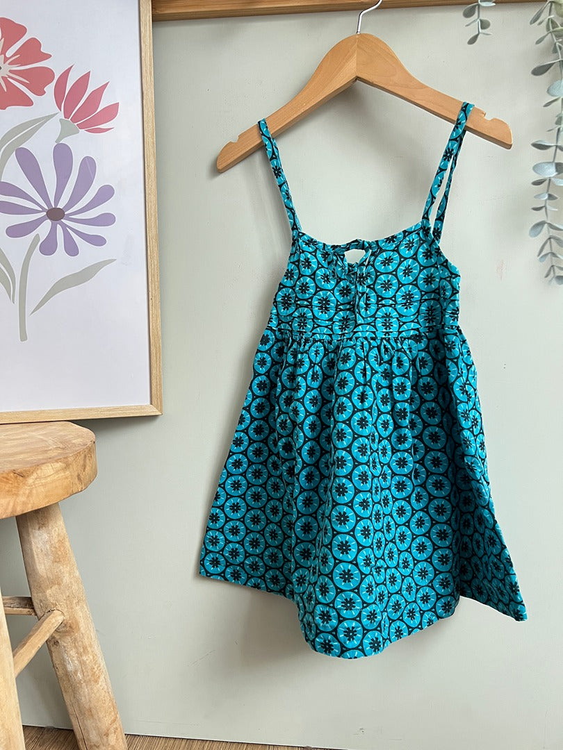 Robe d'été fille Chataigne Reunion 2 ans 3 ans turquoise sans manches