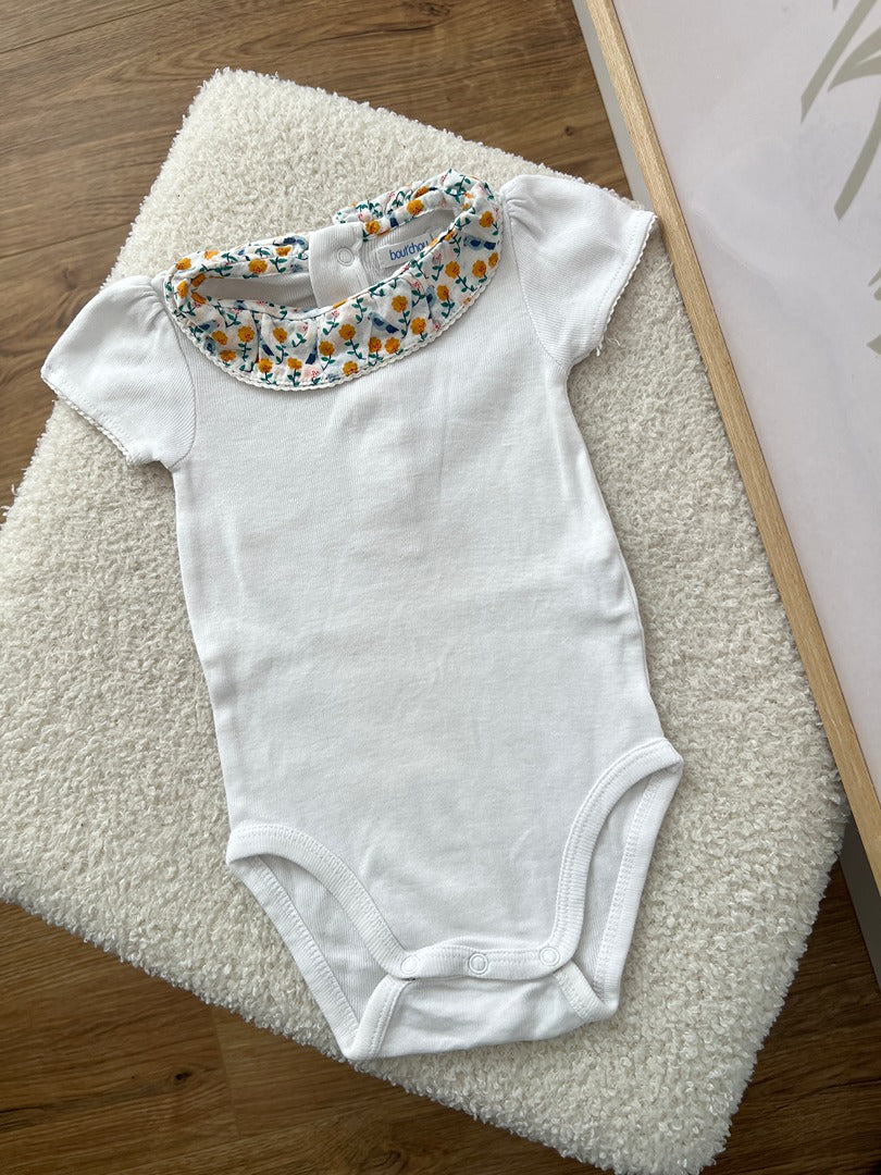 Body manches courtes joli col été fille Bout'chou - 3 mois - Blanc col fleuri