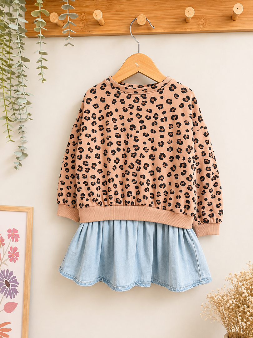 Robe fille Kiabi 3 ans marron léopard hiver manches longues