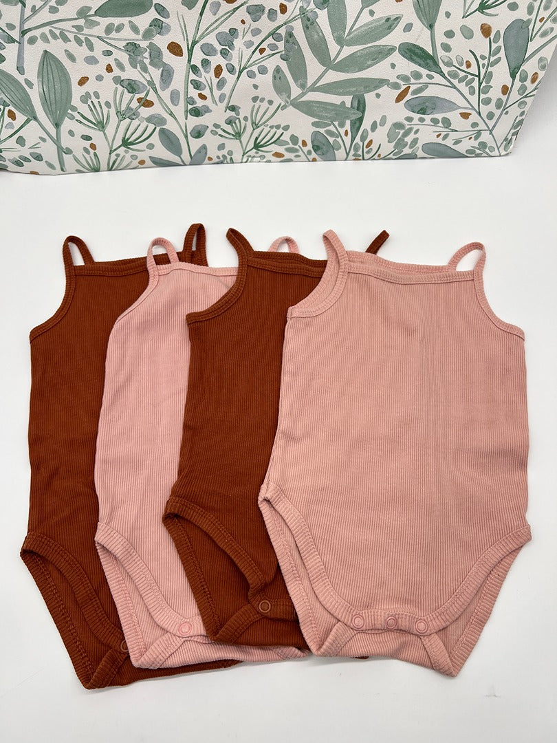 Lot de 4 bodys débardeur fille Héma - 3/6 mois - Rose