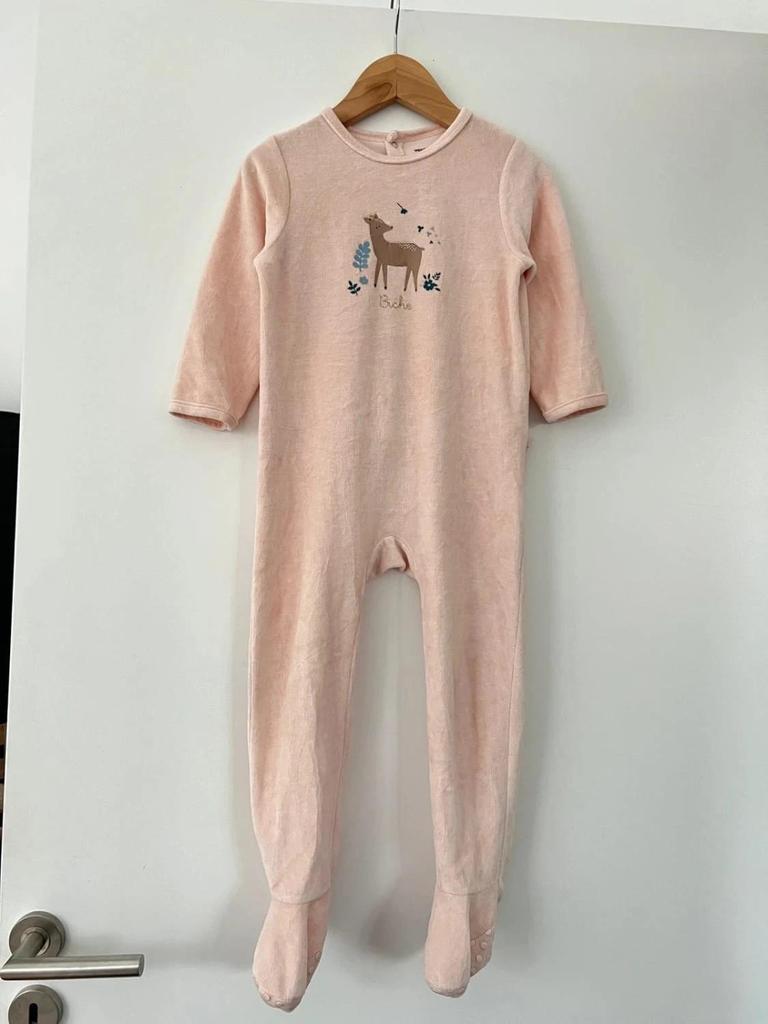 Pyjama 1 pièce velours rose Vertbaudet 3 ans fille – chaud & doux