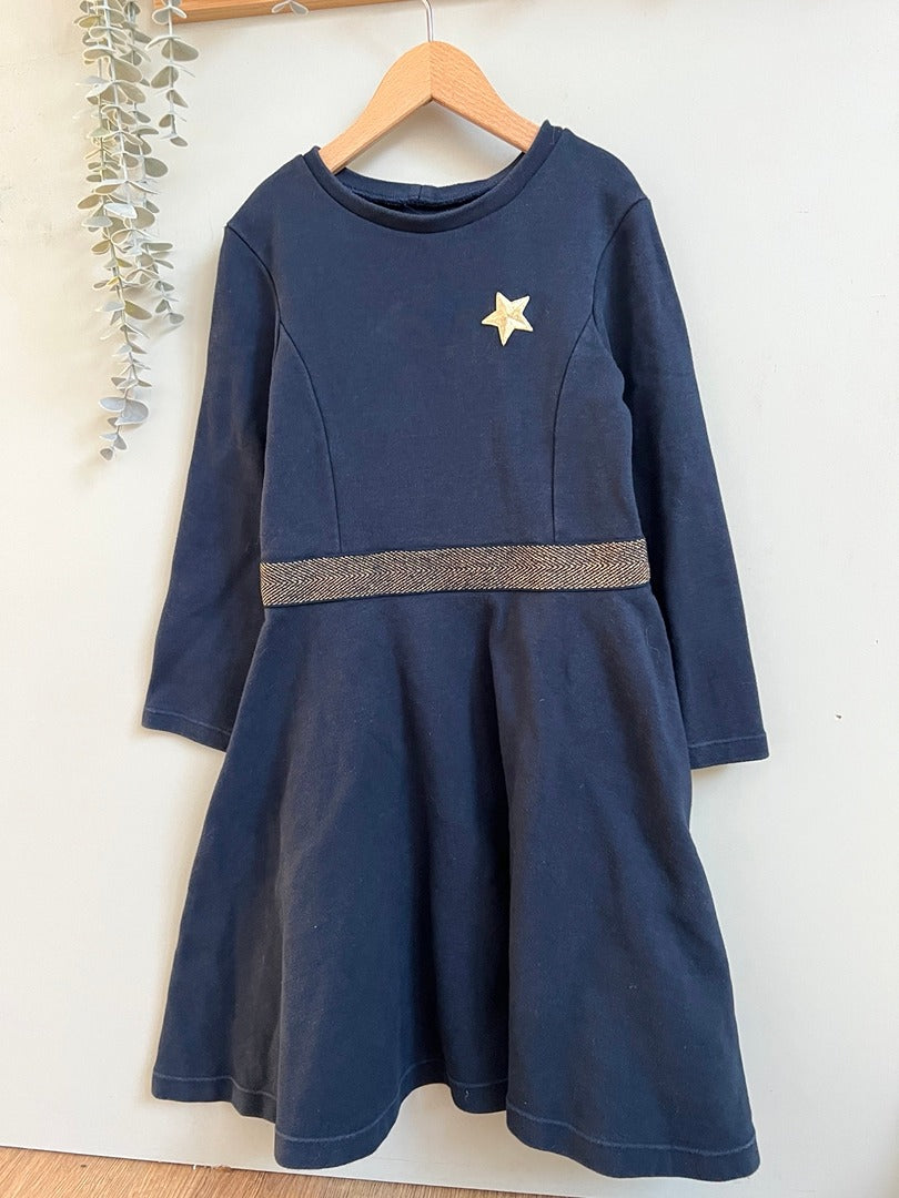 Robe fille bleu marine manches longues hiver 8 ans