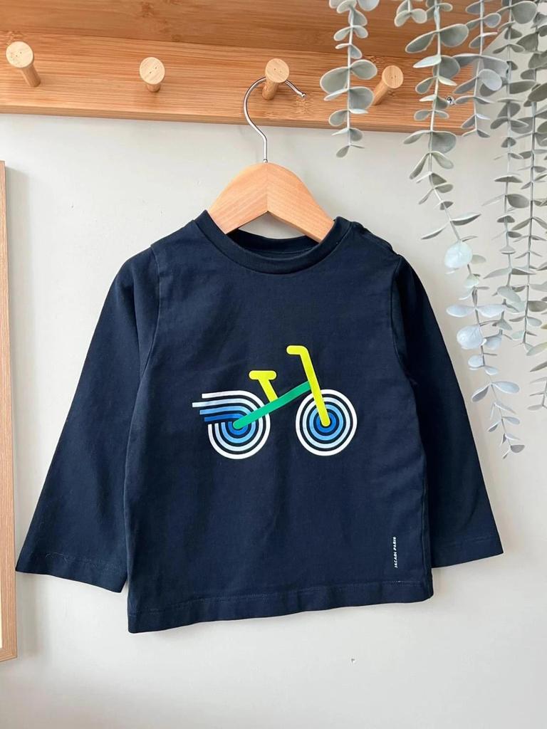 T-shirt bleu Jacadi vélo – Iconique & élégant – 24 mois garçon