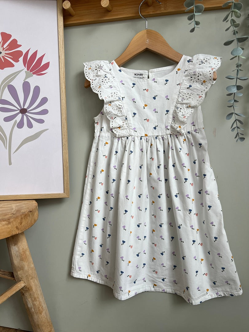 Robe fille Kiabi 5 ans blanche fleurs bio été sans manches