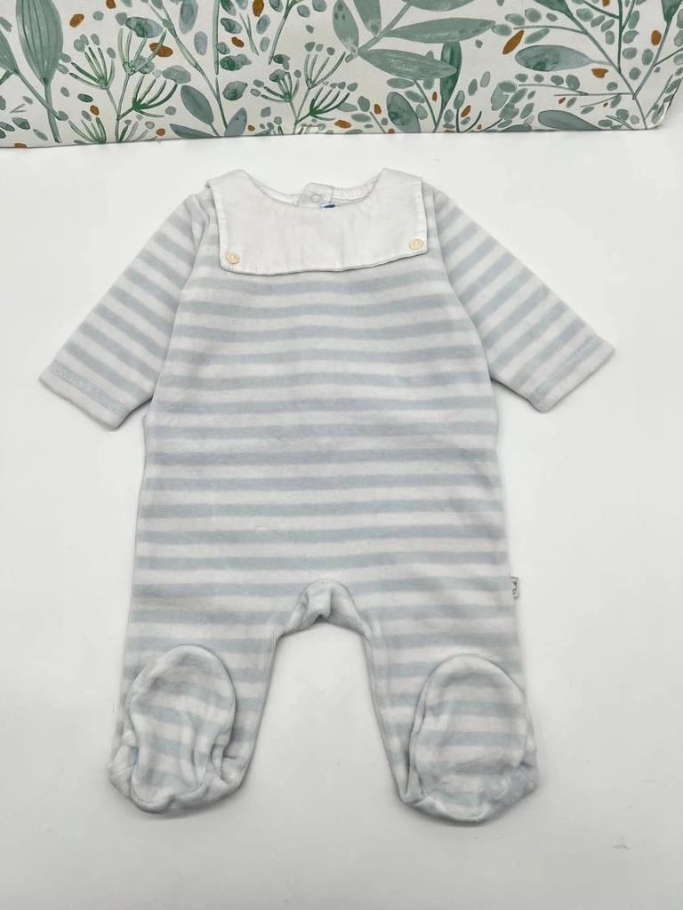 Pyjama 1 pièce velours rayé Jacadi – tendance & confortable – 3 mois Garçon
