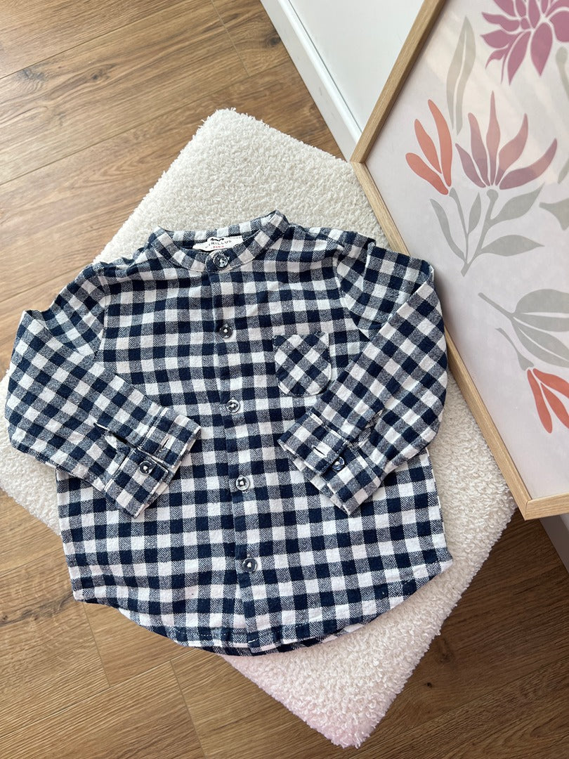Chemise Cyrillus 18 mois carreaux bleu marine vichy garçon manches longues