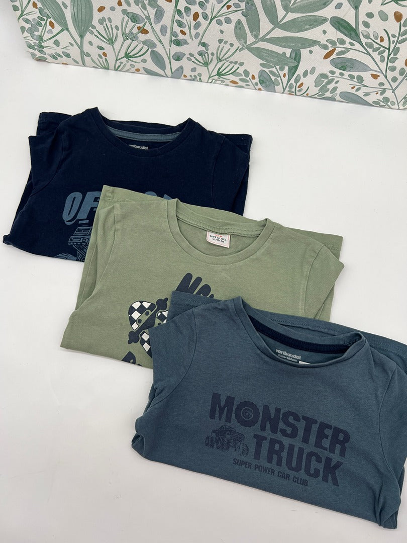 Lot 3 t-shirts Vertbaudet Tao bleu vert 4 ans garçon manches longues
