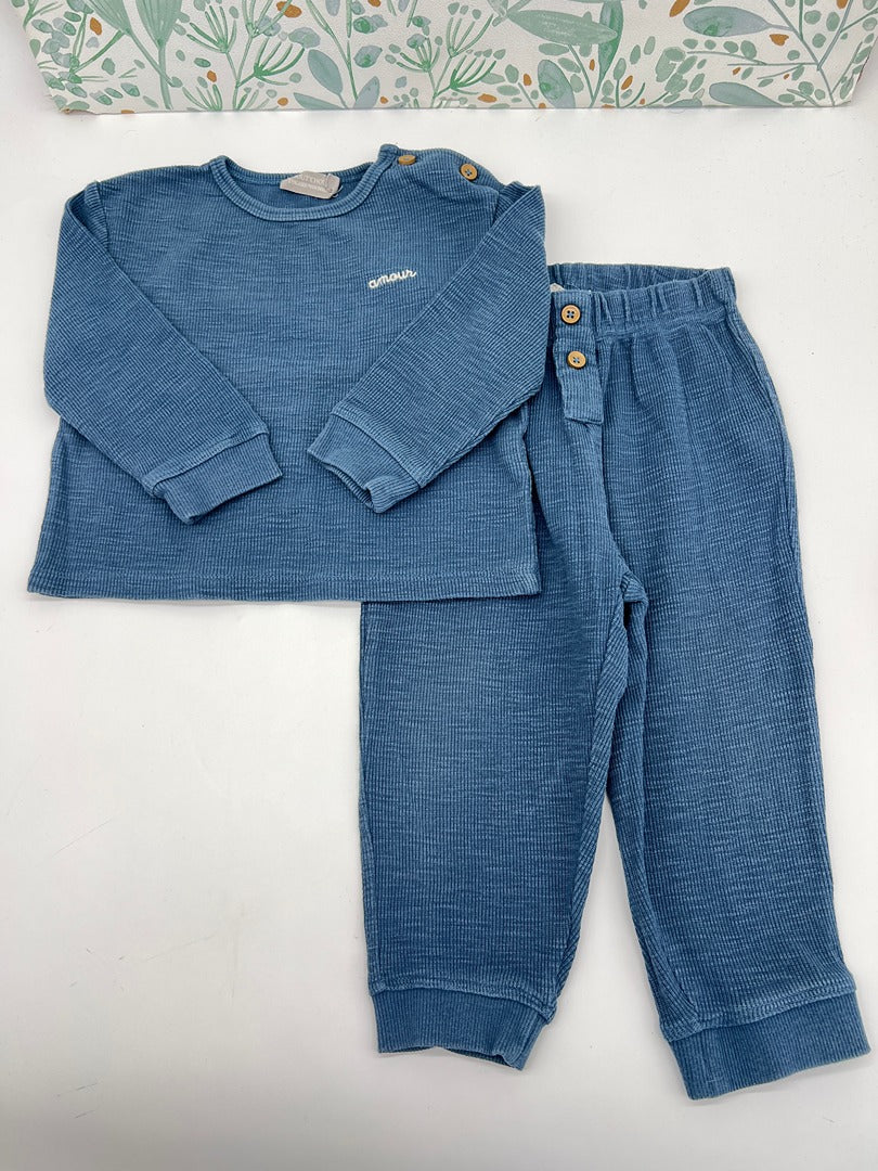 Ensemble Bout'chou bleu 18 mois garçon mi-saison manches longues