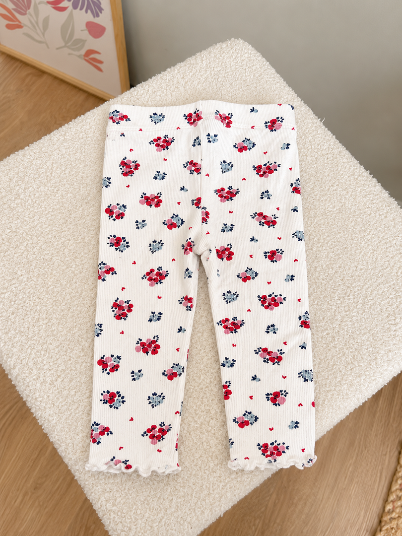 Legging blanc côtelé fleuri Sergent Major 12 mois fille mi-saison