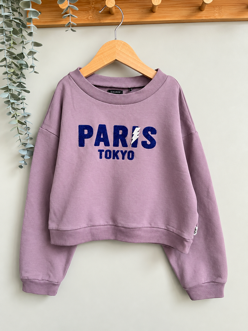 Sweat pull court fille Ikks rose violet 8 ans manches longues mi-saison