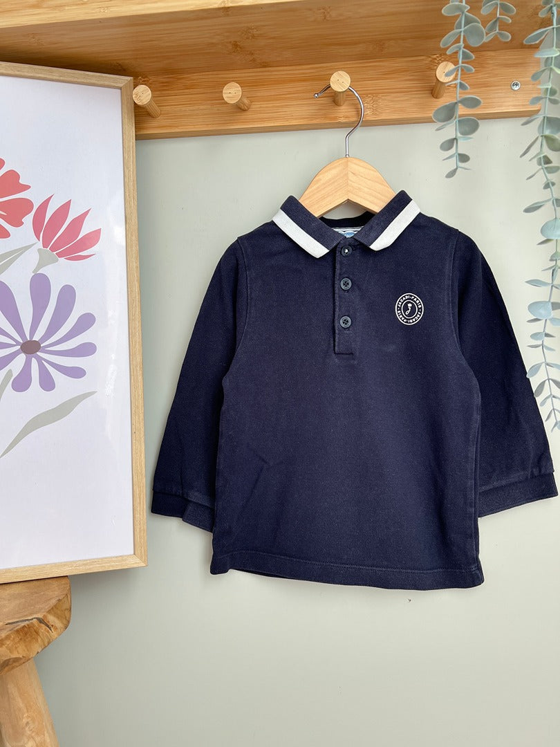 Polo manches longues Jacadi garçon 3 ans bleu marine