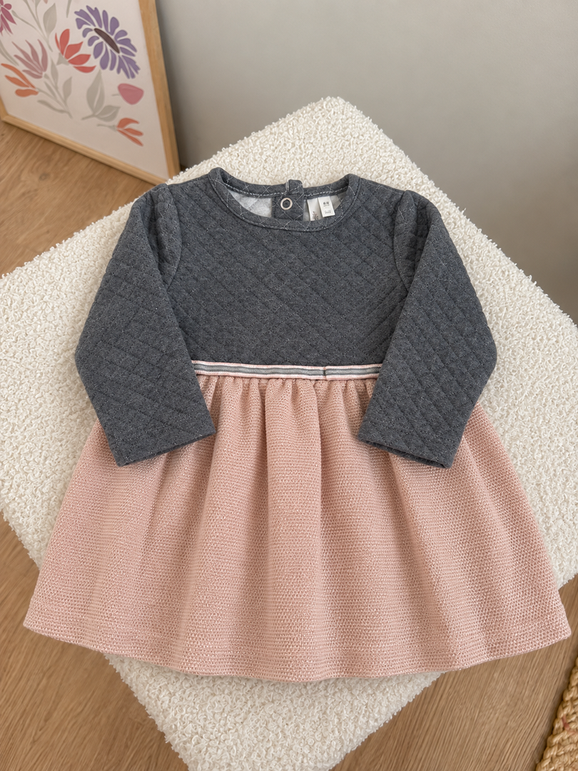 Robe fille Orchestra 6 mois gris rose manches longues hiver