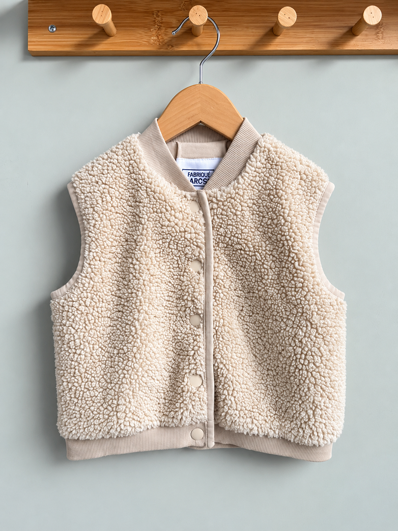 Gilet sans manches sherpa beige garçon La Fabrique des Garçons 3 ans mi-saison