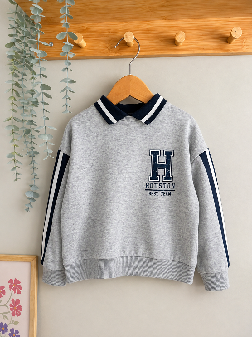Sweat pull gris garçon Kiabi 3 ans Houston manches longues hiver