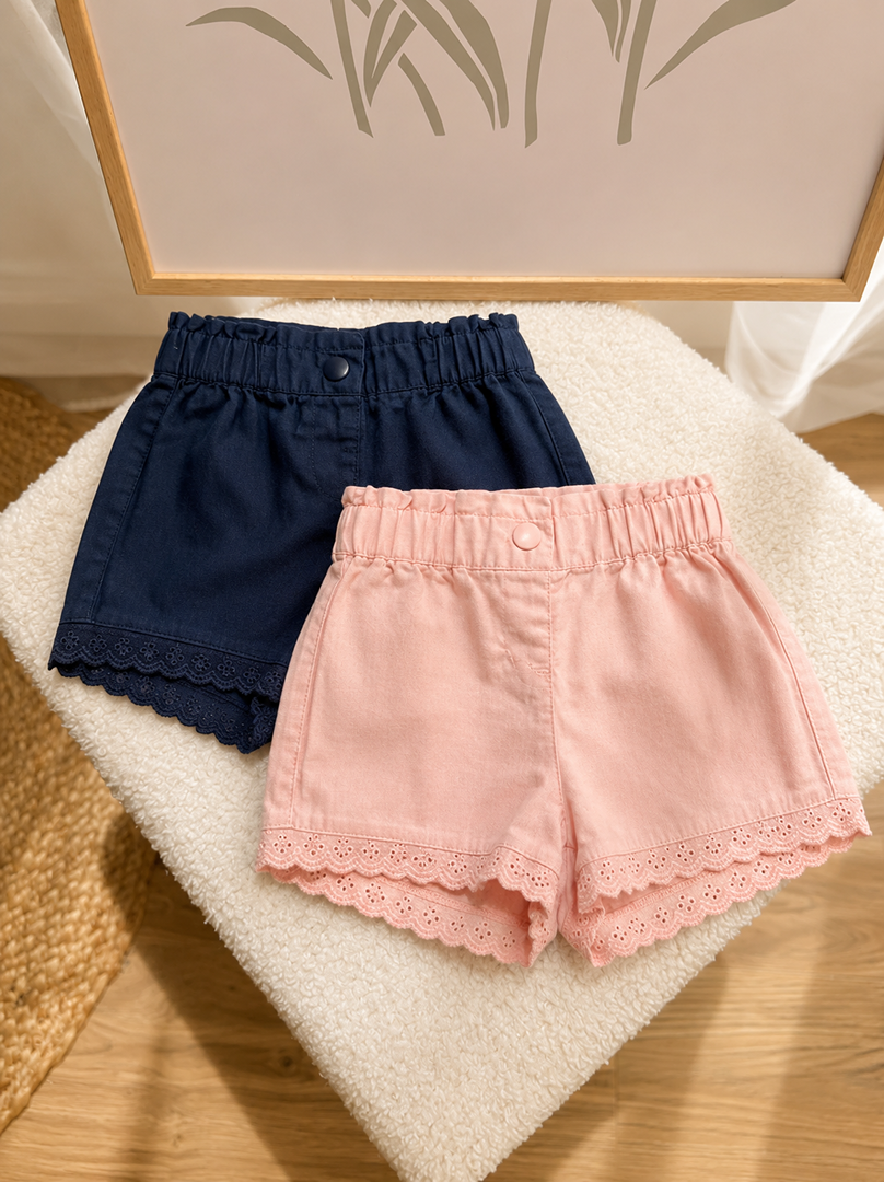 Lot 2 shorts fille Kiabi rose bleu marine été 9 mois