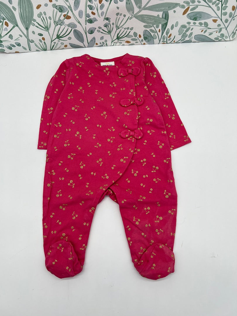 Pyjama 1 pièce en jersey Tao Tape à l'oeil - 3 mois - Rose cerise dorée