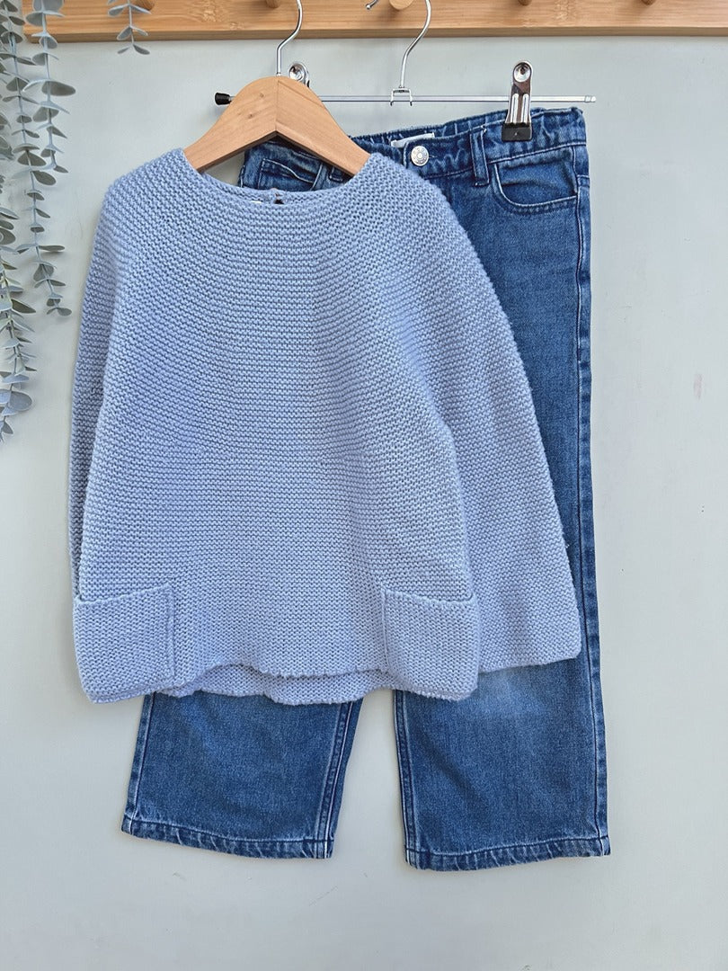Pull fille bleu clair manches longues mi-saison