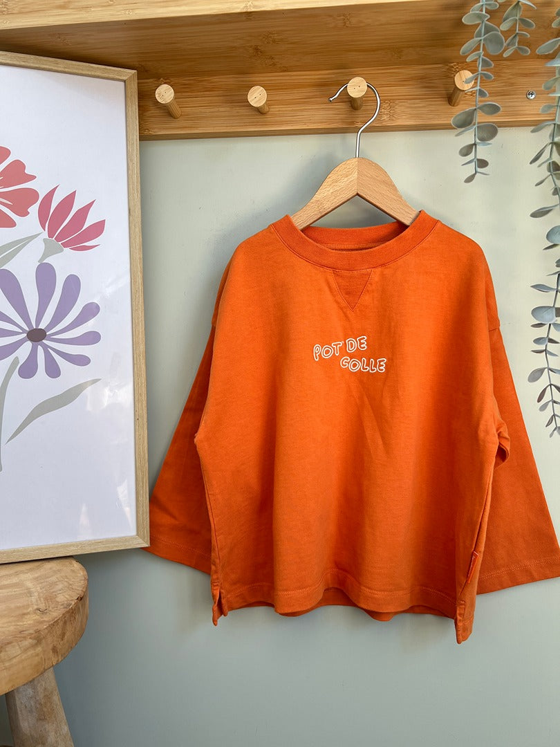 T-shirt Tajinebanane 3 ans Mixte orange manches longues mi-saison garçon ou fille
