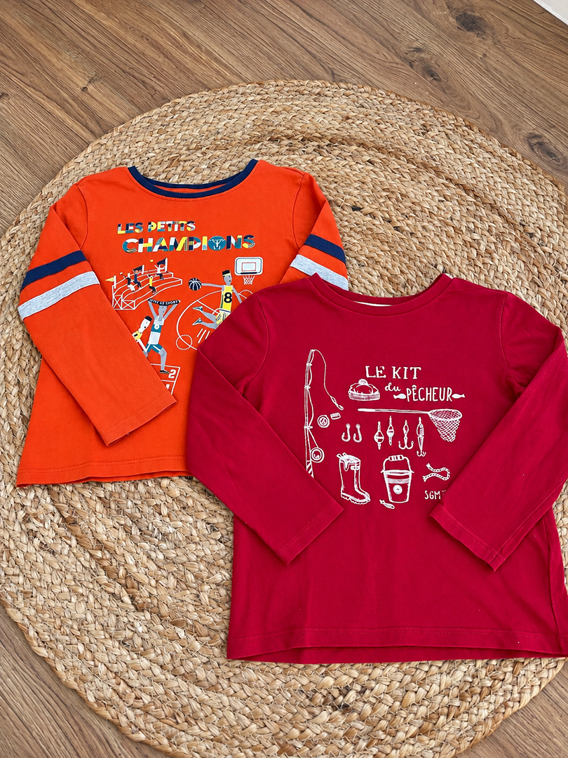 Lot de 2 t-shirts manches longues garçon Sergent Major 4 ans mi-saison