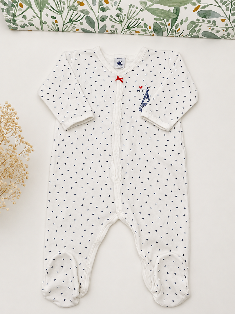 Pyjama 1 pièce jersey coton Fille Manches Longues Petit Bateau 6 Mois mi-saison