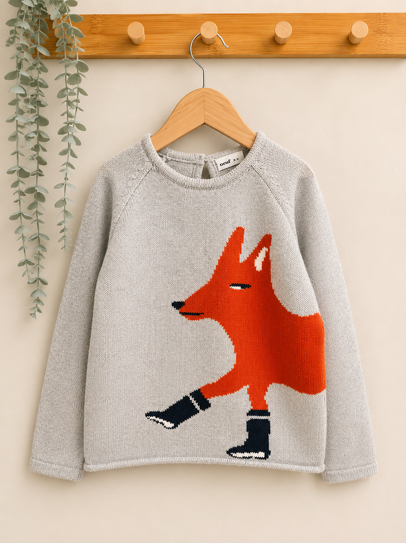 Pull gris garçon Oeuf x Monoprix 5 ans manches longues hiver
