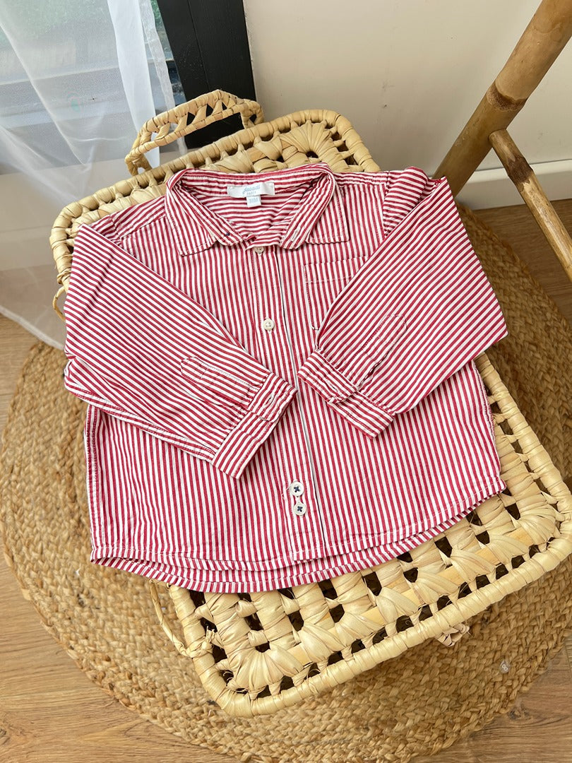 Chemise garçon Jacadi 18 mois rayée rouge manches longues