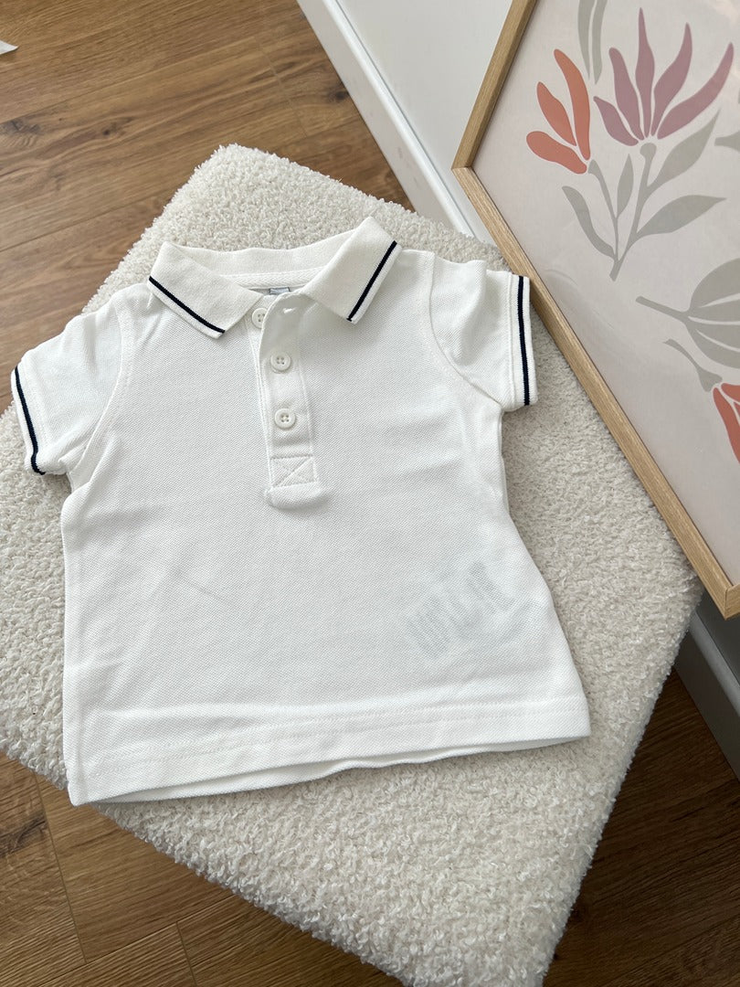 T-shirt Polo manches courtes garçon - 6 mois - Blanc