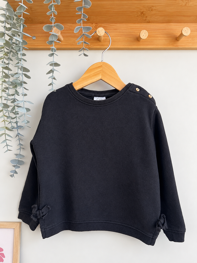 Sweat pull noir fille Zara 4 ans manches longues mi-saison