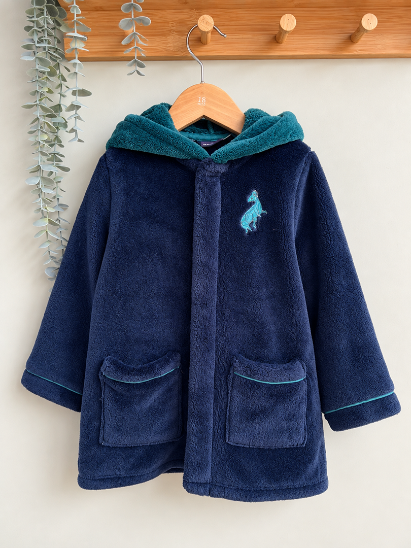 Peignoir robe de chambre polaire garçon Sergent Major bleu 3 ans manches longues hiver