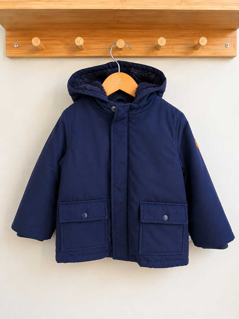 Manteau à capuche Cadet Rousselle 2 ans bleu marine garçon hiver