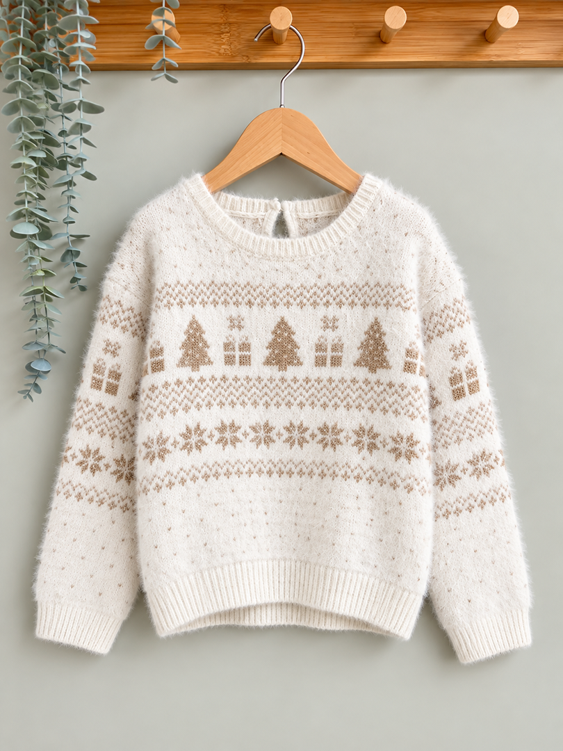 Pull hiver duveteux blanc fille Gemo 3 ans manches longues