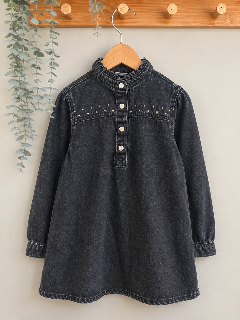 Robe en jean noire fille Tape à l'œil 6 ans manches longues mi-saison