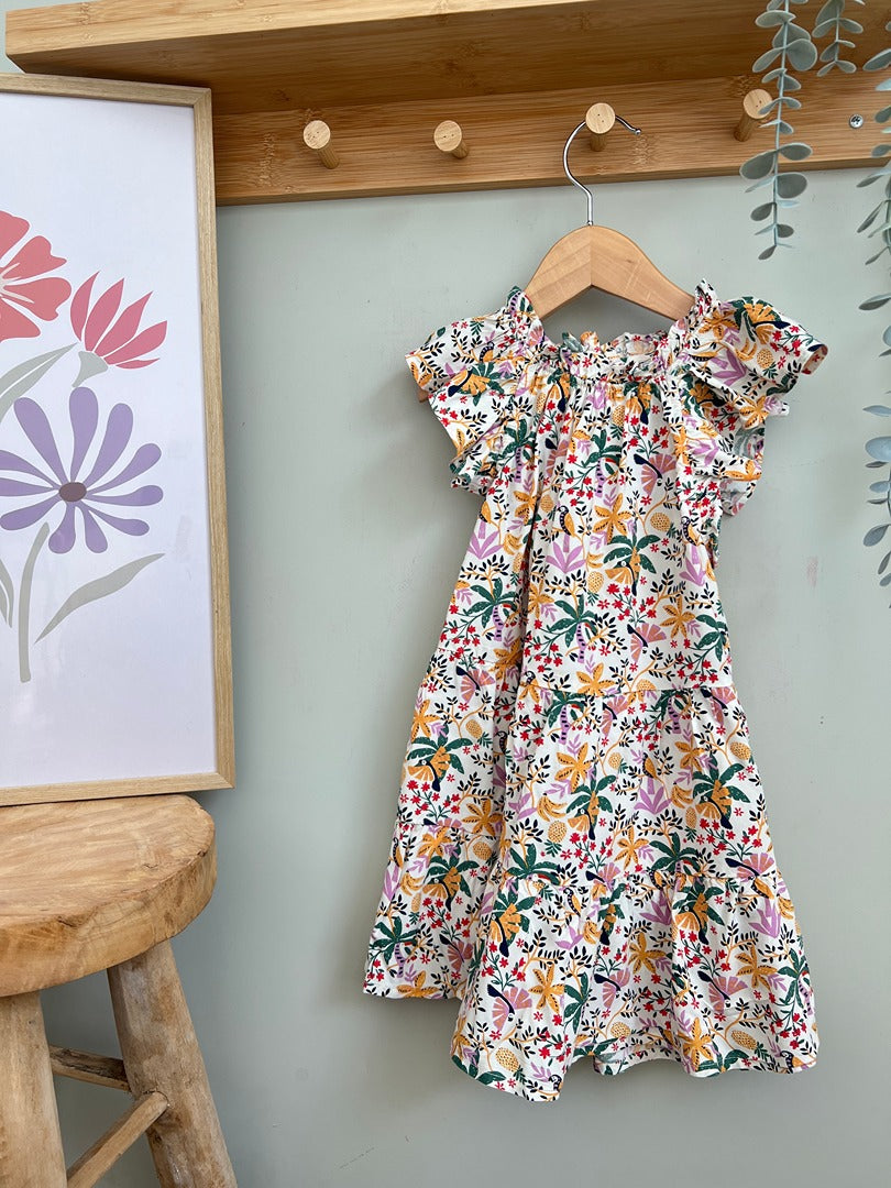 Robe d'été blanche fille Tape à l'œil 3 ans à fleurs