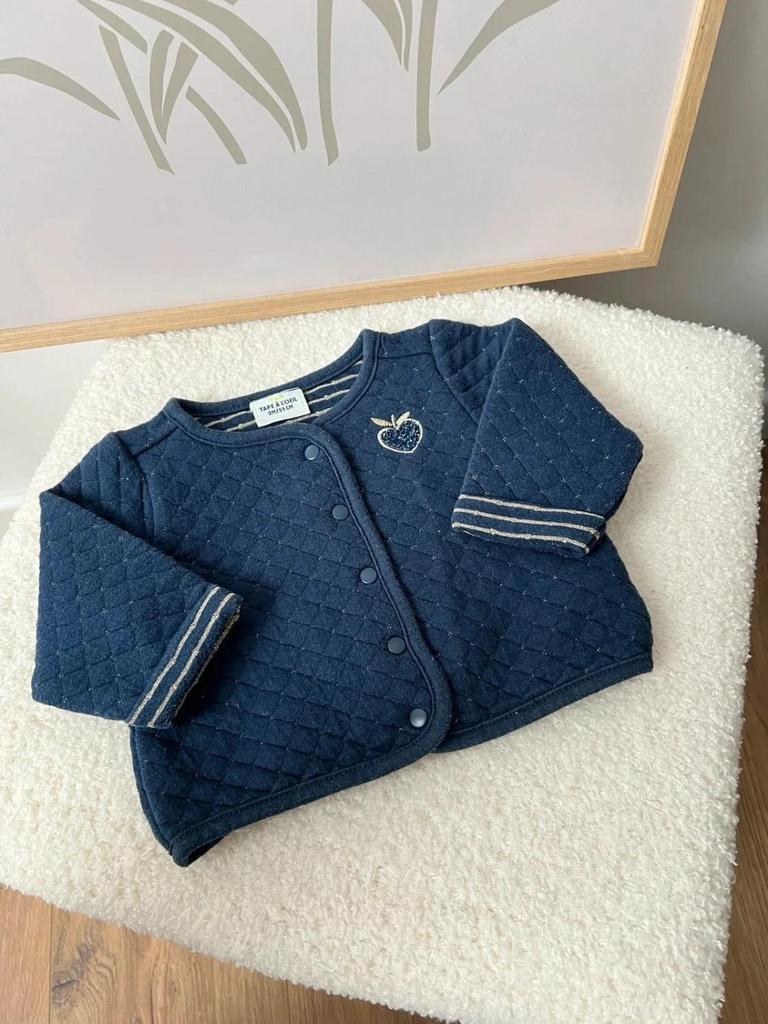 Gilet bleu marine point doré Tao – 3 mois – Fille – Maille élégante