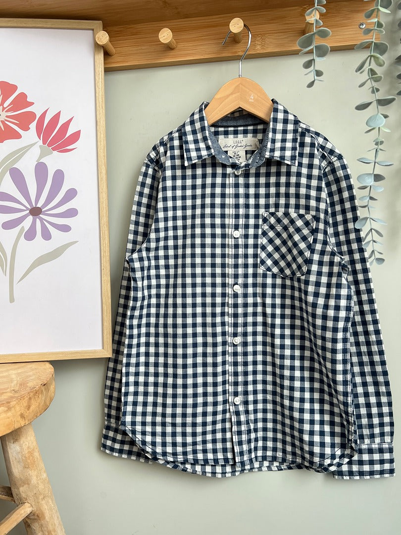 Chemise garçon L.o.g.g. H&m 8 ans carreaux marine manches longues mi-saison