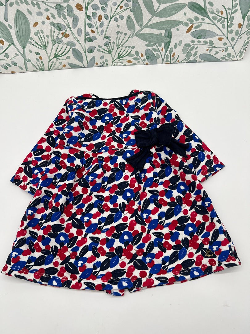 Robe fleurie fille Petit Bateau - 6 mois - Rouge & bleu