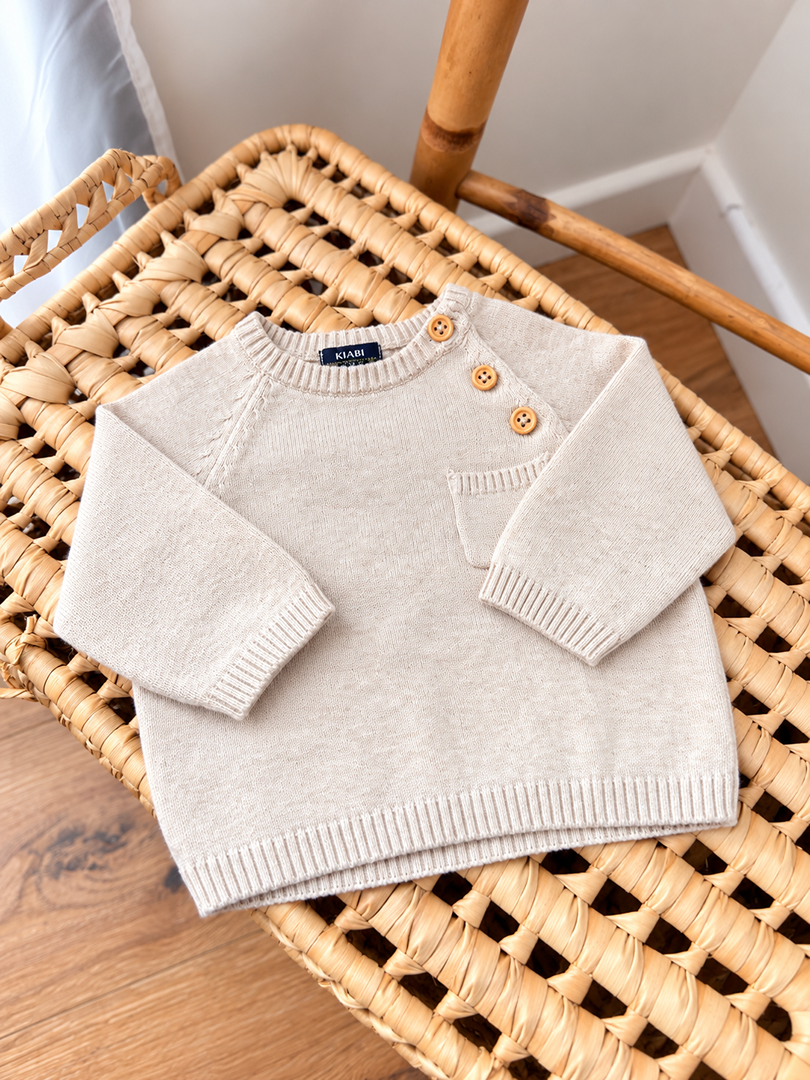 Pull ecru Kiabi bébé garçon 1 mois hiver manches longues