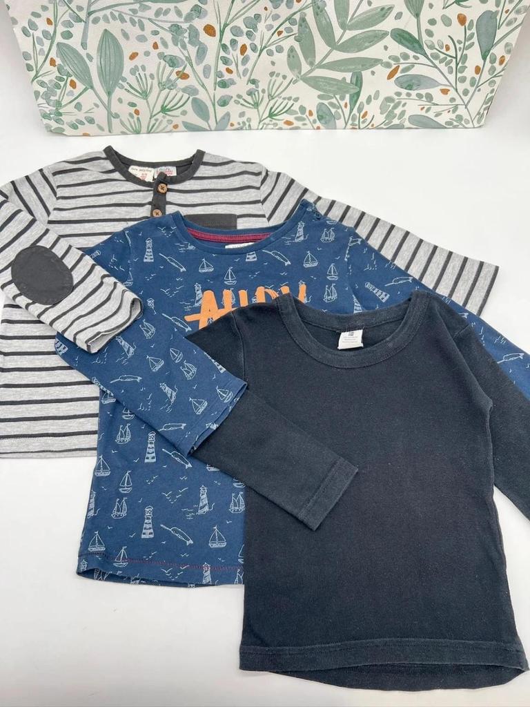 Lot 3 t-shirts manches longues garçon - 2 ans / 3 ans Mango Zara Tissaia
