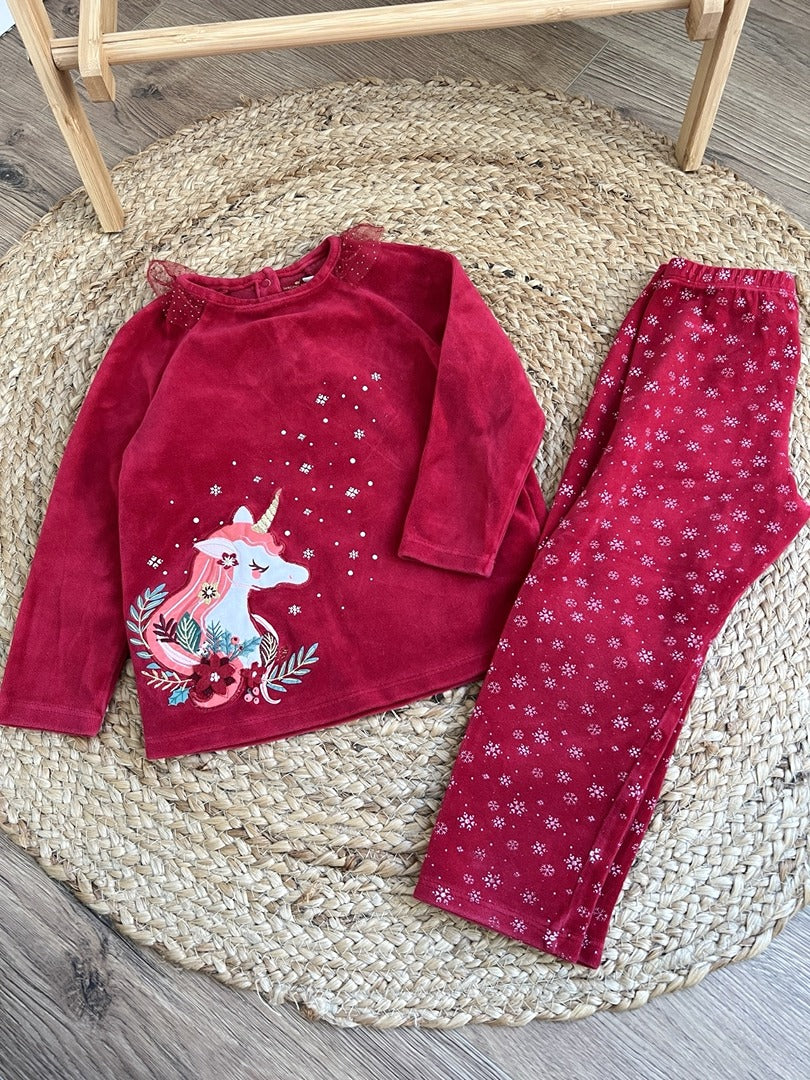 Pyjama 2 pièces rouge Noël fille Sergent Major 4 ans hiver manches longues