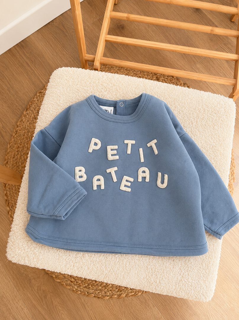 Sweat bleu Petit Bateau 18 mois garçon manches longues hiver