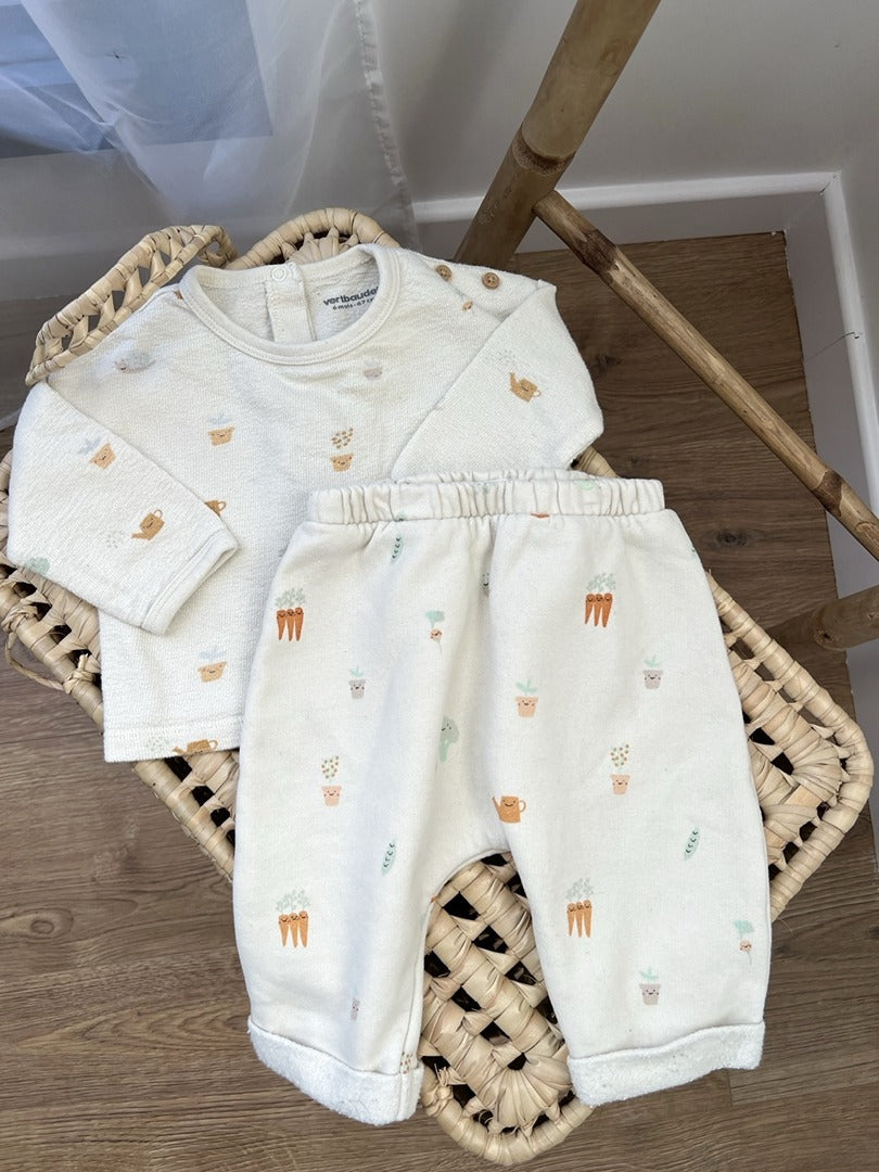 Ensemble mixte garçon ou fille Vertbaudet beige mi-saison manches longues 6 mois