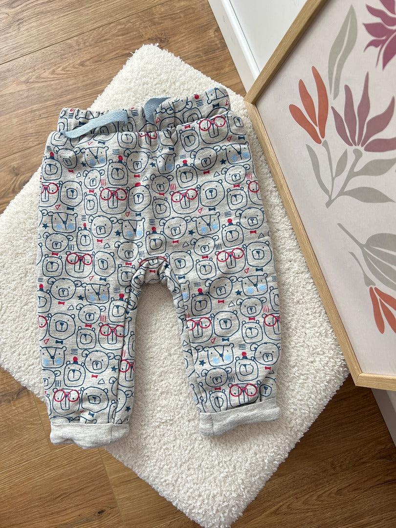 Pantalon molletonné Orchestra 6 mois garçon gris motif ours