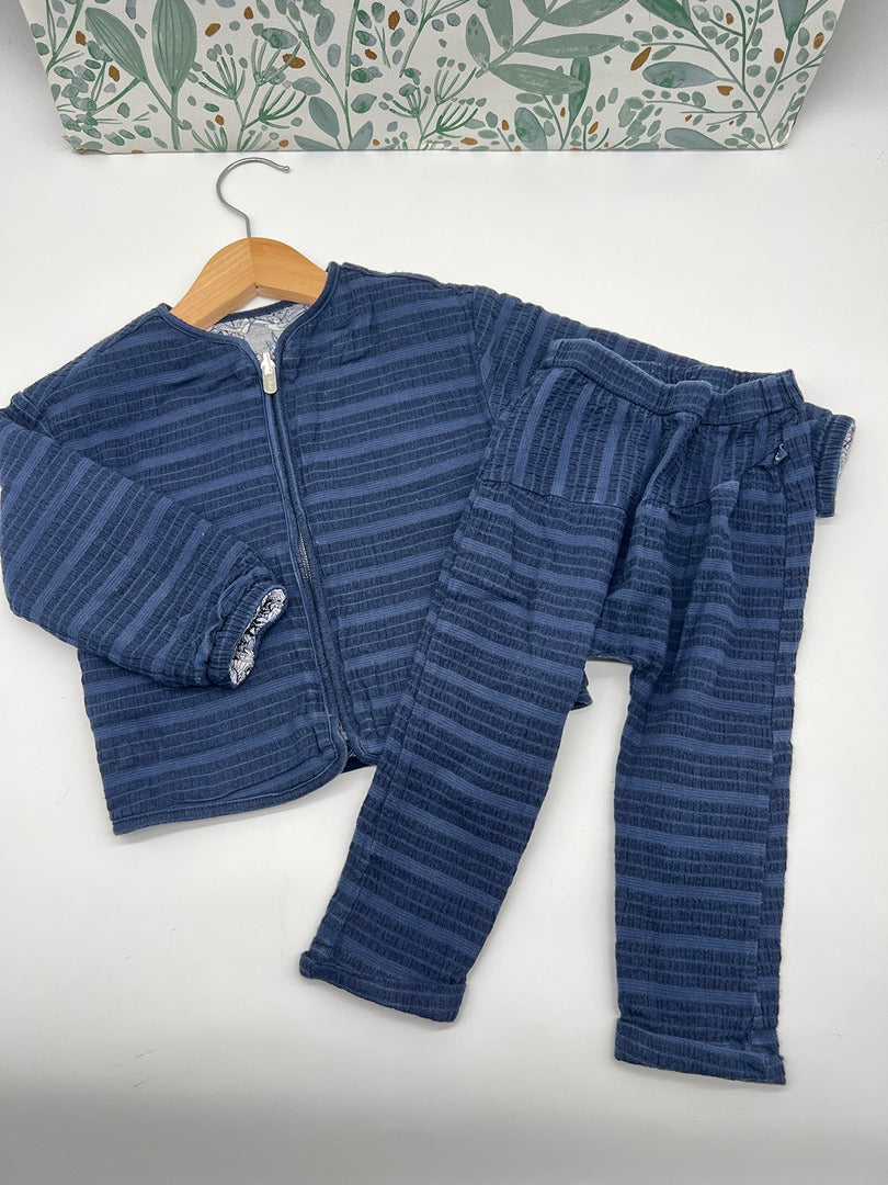 Ensemble gilet réversible pantalon Ikks 18 mois bleu marine fille