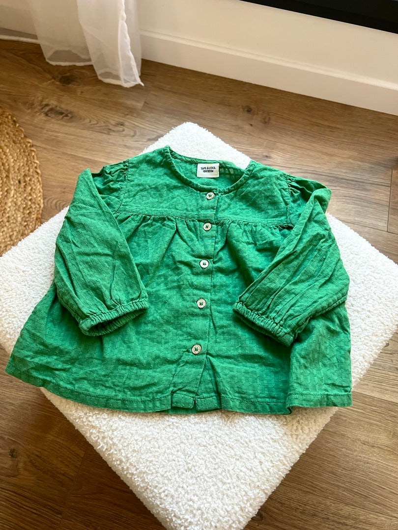 Chemisier blouse fille Tape à l'œil vert mi-saison manches longues 18 mois