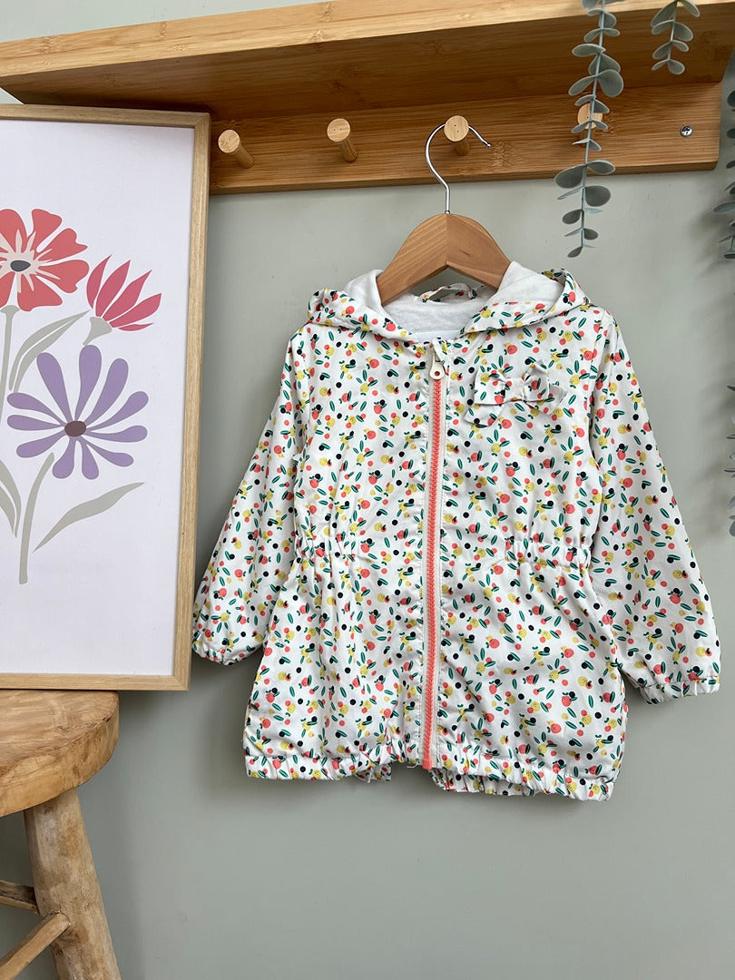 Coupe-vent fille Gémo 2 ans blanc fleuri mi-saison manches longues